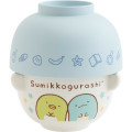 Japan San-X Ceramic Tea Bowl & Melamine Soup Bowl Set - Sumikko Gurashi : Penguin? & Tokage - 1