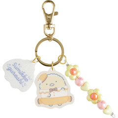 Japan San-X Acrylic Keychain 3 Charm - Sumikko Gurashi : Penguin Lagoon Tonkatsu Fried Pork With Beads