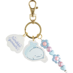 Japan San-X Acrylic Keychain 3 Charm - Sumikko Gurashi : Penguin Lagoon Tokage With Beads