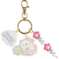 Japan San-X Acrylic Keychain 3 Charm - Sumikko Gurashi : Penguin Lagoon Neko & Zassou With Beads - 1