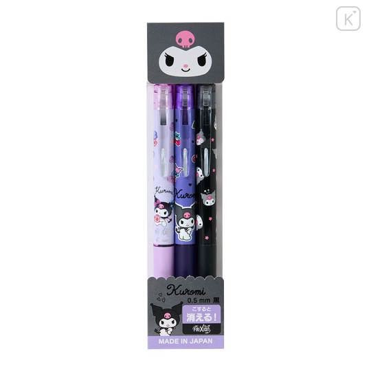 Japan Sanrio FriXion Ball Knock Erasable Gel Pen Set - Kuromi - 1