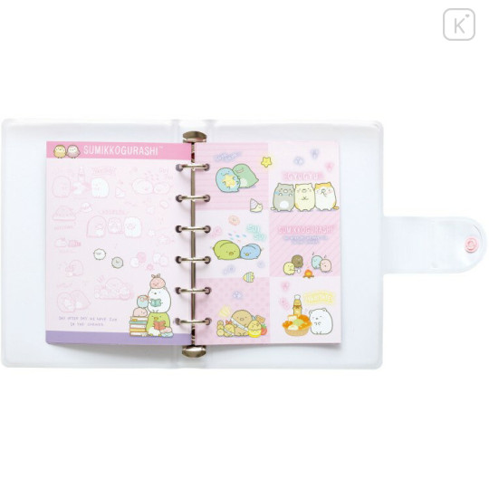 Japan San-X 6 Hole Sticker Binder - Sumikko Gurashi : Pink - 2