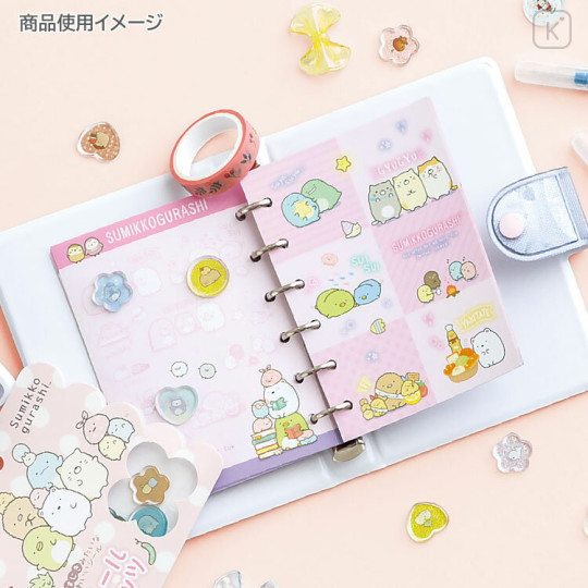 Japan San-X 6 Hole Sticker Binder - Sumikko Gurashi : Pink - 3