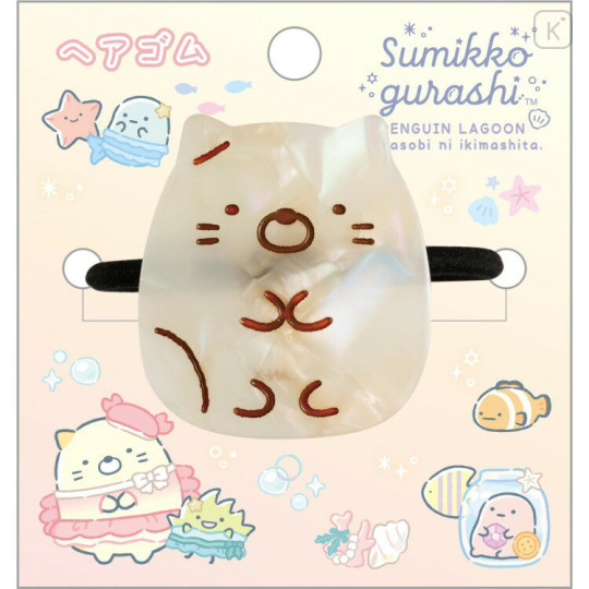 Japan San-X Pearl Acrylic Mascot Hair Tie - Sumikko Gurashi : Penguin Lagoon Neko - 1