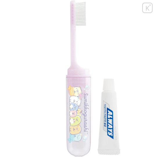 Japan San-X Toothbrush Set - Sumikko Gurashi : Penguin Lagoon Purple Milk bottle - 3
