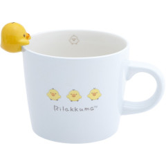 Japan San-X Ceramic Mug with Nokkari Figure - Kiiroitori : Light Blue
