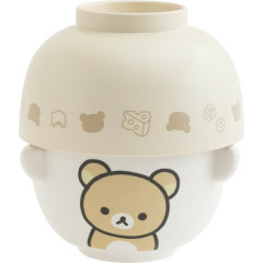 Japan San-X Ceramic Tea Bowl & Melamine Soup Bowl Set - Kiiroitori & Rilakkuma