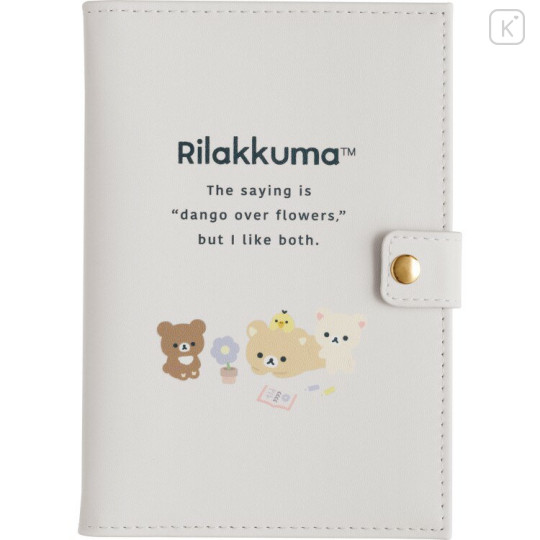 Japan San-X Medicine Handbook Case - Rilakkuma : Basic Rilakkuma Flower Grey - 1