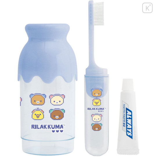 Japan San-X Toothbrush Set - Rilakkuma : Rilakkuma Gaming Milk Bottle - 1