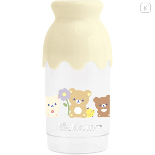 Japan San-X Toothbrush Set - Rilakkuma : Basic Rilakkuma Flower Milk Bottle - 2