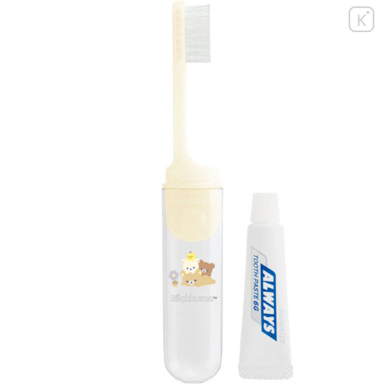 Japan San-X Toothbrush Set - Rilakkuma : Basic Rilakkuma Flower Milk Bottle - 3