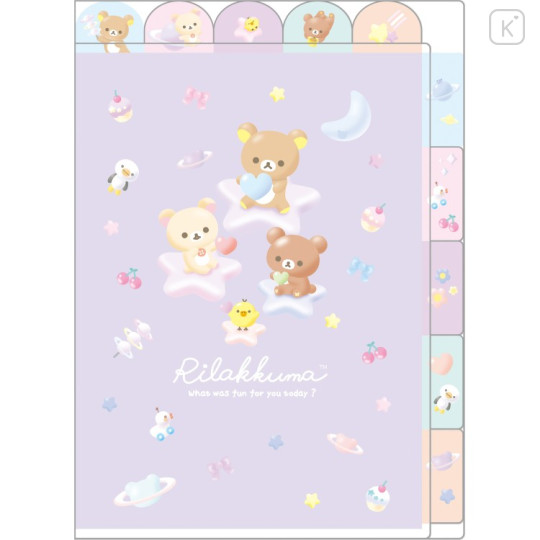 Japan San-X 5 Pockets A4 Index File Holder - Rilakkuma : Baby Purple - 1