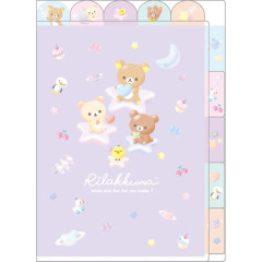 Japan San-X 5 Pockets A4 Index File Holder - Rilakkuma : Baby Purple