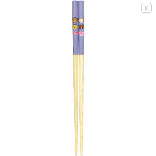 Japan San-X Bamboo Chopsticks 21cm - Rilakkuma : Rilakkuma Gaming Purple - 2