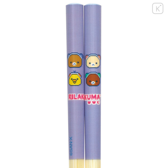 Japan San-X Bamboo Chopsticks 21cm - Rilakkuma : Rilakkuma Gaming Purple - 3