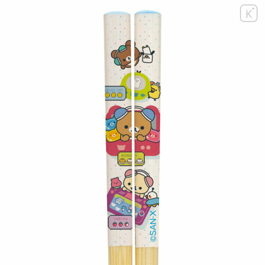 Japan San-X Bamboo Chopsticks 16.5cm - Rilakkuma : Rilakkuma Gaming White - 3