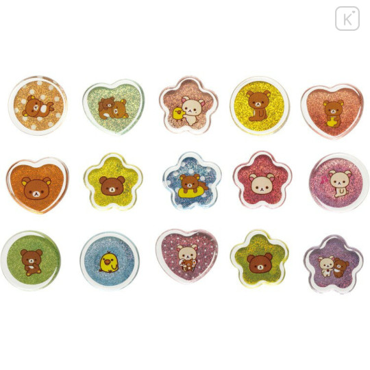 Japan San-X Sparkly Marble Sticker Flakes - Rilakkuma : Hug Yellow - 2