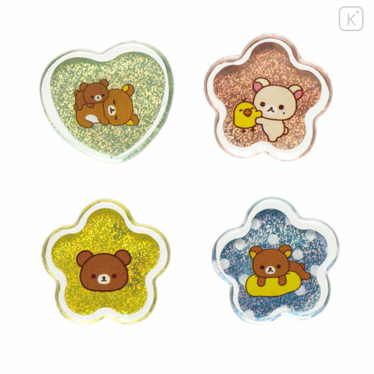 Japan San-X Sparkly Marble Sticker Flakes - Rilakkuma : Hug Yellow - 3