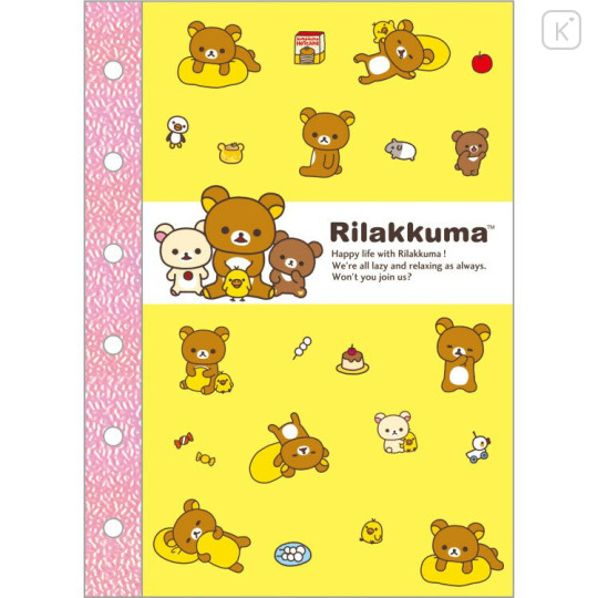 Japan San-X 6 Hole Sticker Notebook - Rilakkuma : Yellow - 1