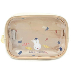 Japan Miffy Clear Cosmetic Pouch - Miffy : Dolce Beige