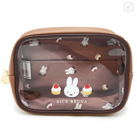Japan Miffy Clear Cosmetic Pouch - Miffy : Dolce Brown - 1