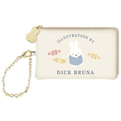 Japan Miffy Key Pass Pouch with Reel - Miffy : Dolce Beige