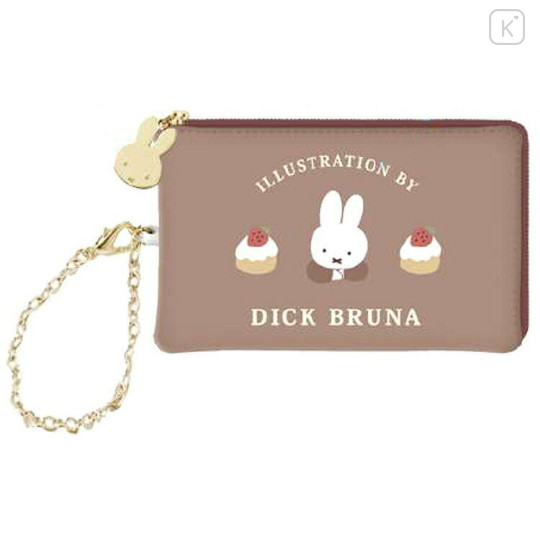 Japan Miffy Key Pass Pouch with Reel - Miffy : Dolce Brown - 1