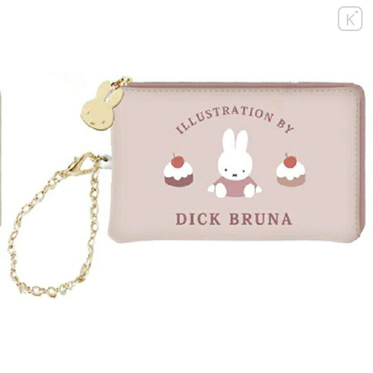 Japan Miffy Key Pass Pouch with Reel - Miffy : Dolce Pale Pink - 1