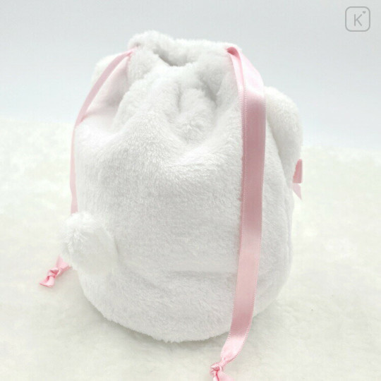 Japan Mikko Illustrations Plush Drawstring Bag - Mousse - 2