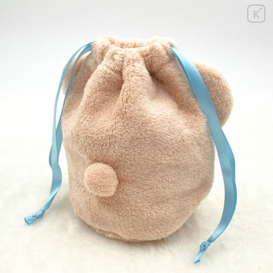 Japan Mikko Illustrations Plush Drawstring Bag - Latte - 2