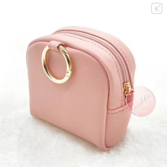 Japan Mikko Illustrations Mini Pouch - Cammy Mesh Pastel Pink Heart - 2