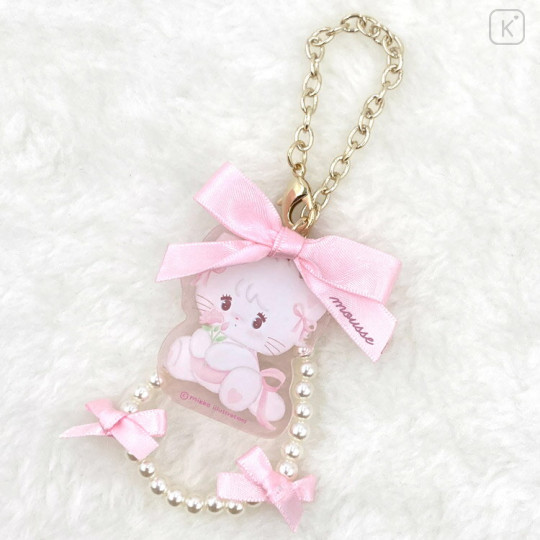 Japan Mikko Illustrations Acrylic Keychain Bag Charm - Mousse Ribbon Pearl - 2
