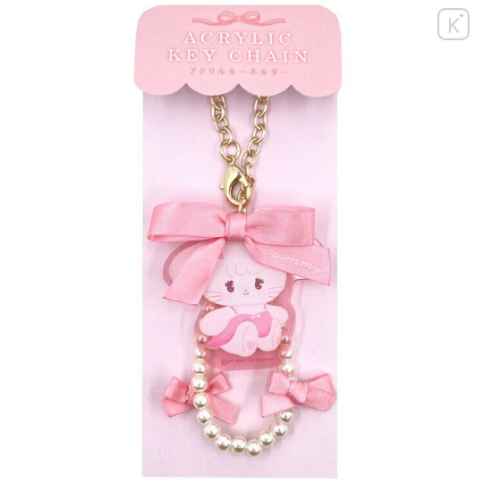 Japan Mikko Illustrations Acrylic Keychain Bag Charm - Cammy Ribbon Pearl - 1