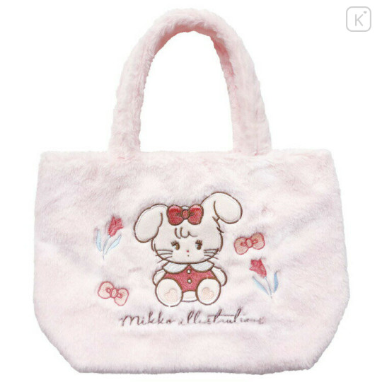 Japan Mikko Illustrations Fluffy Mini Tote Bag - Cammy Pink - 1