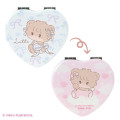 Japan Mikko Illustrations 2-sided Compact Mirror - Latte Ribbon Heart Blue Pink - 2