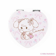 Japan Mikko Illustrations 2-sided Compact Mirror - Cammy Ribbon Heart Pink