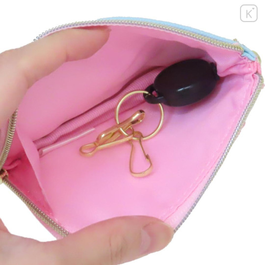 Japan Sanrio Pass Case & Key Case with Reel - My Melody : Blue Pink Wink - 3
