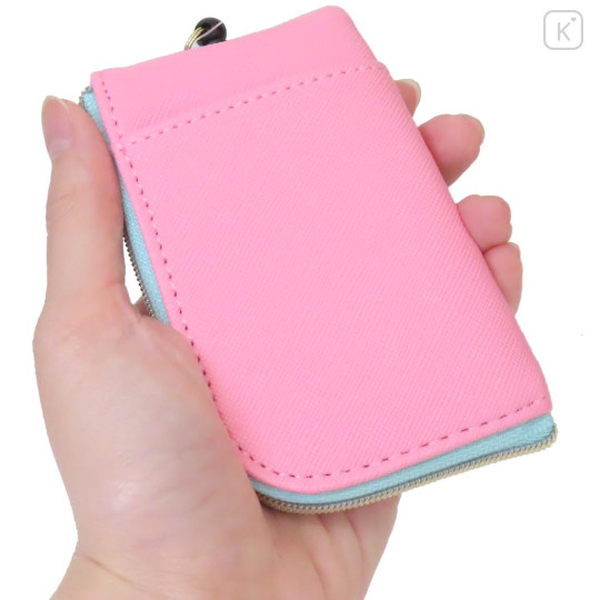 Japan Sanrio Pass Case & Key Case with Reel - Hello Kitty : Blue Pink Wink - 2