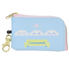 Japan Sanrio Pass Case & Key Case with Reel - Cinnamoroll : Blue Pink Wink