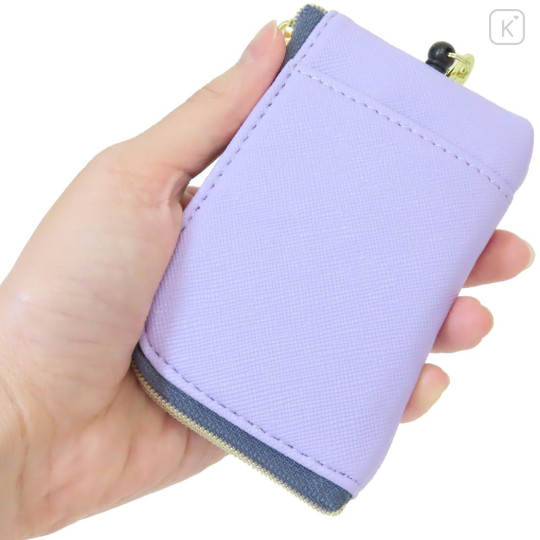 Japan Sanrio Pass Case & Key Case with Reel - Kuromi : Purple Wink - 2