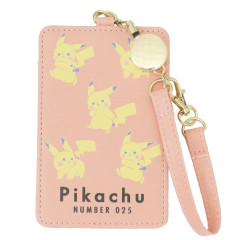 Japan Pokemon Pass Case Card Holder & Reel - Pikachu : Orange