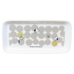 Japan Peanuts Porcelain Rectangle Plate - Snoopy & Woodstock : Grey Dots