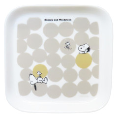 Japan Peanuts Porcelain Square Plate - Snoopy & Woodstock : Grey Dots
