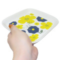 Japan Peanuts Porcelain Square Plate - Snoopy & Woodstock : Flower Navy Yellow - 2