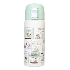 Japan Peanuts Stainless Steel One Push Bottle 350ml - Snoopy : Comic Mint