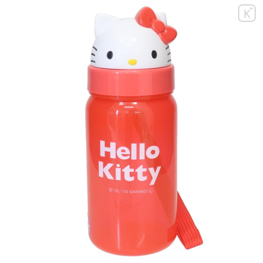 Japan Sanrio Water Bottle With Straw 350ml - Hello Kitty - 1