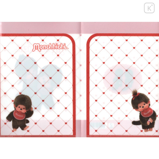 Japan Monchhichi A5 Clear File - Love Red White - 2