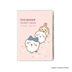 Japan Chiikawa A6 Planner Monthly Schedule Book - Chiikawa & Hachiware & Usagi : Good friends Pink 2026