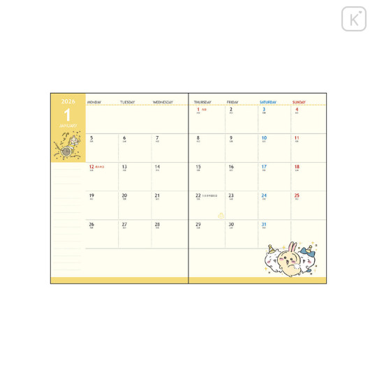 Japan Chiikawa A6 Planner Monthly Schedule Book - Chiikawa & Hachiware & Usagi : Happy Pink 2026 - 2