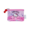 Japan Sanrio Clear Flat Mini Pouch - Hello Kitty : Glitter Pink Ribbon - 1